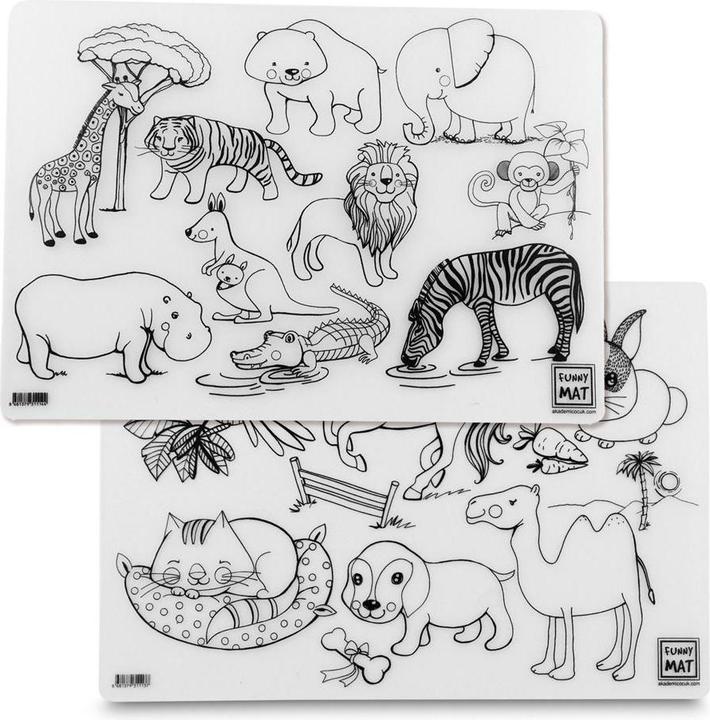 Produktbild Funny Mat Set wiederverwendbare Malvorlagen Haustiere und Wildtiere, 2-er set (23 x 48 cm)