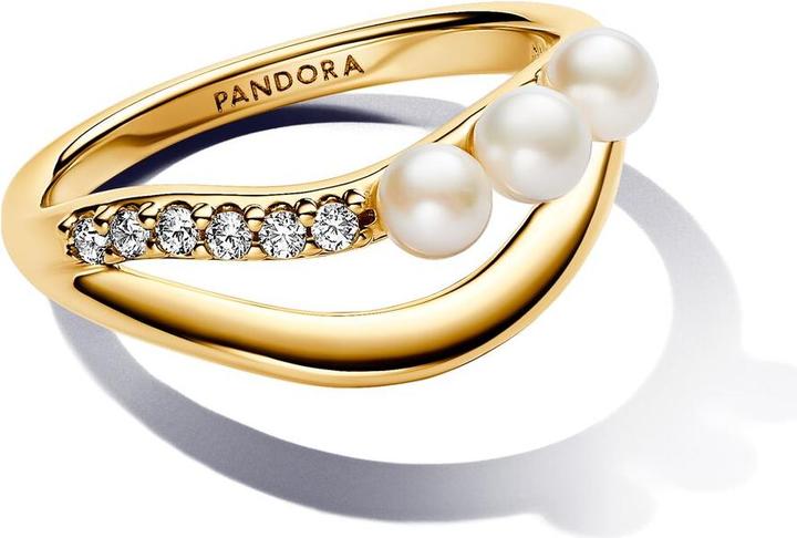 Produktbild Pandora Behandelte Süsswasserzuchtperle & Organisch geformter Doppelband Ring (60)