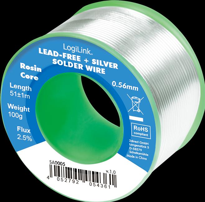 Actual product image LogiLink Solder wire Ø 0.56 mm (lead-free + silver), 0.7% copper, 100g Ro