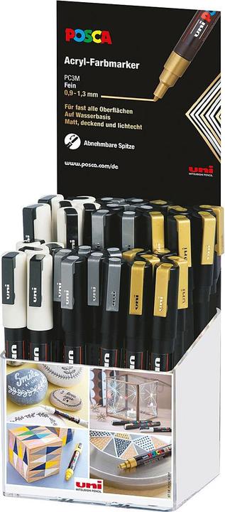 Produktbild Posca Marker PC-3M Rundspitze (Weiss, Silber, Gold, 1.30 mm, 12 x)