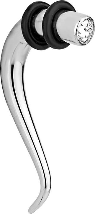 Produktbild Star Piercing Taper Dehnspirale silber Doppelbogen mit Kristall silber (Chirurgenstahl 316L)