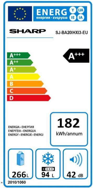 Label énergétique Sharp SJ-BA20IHXI3 (360 l)