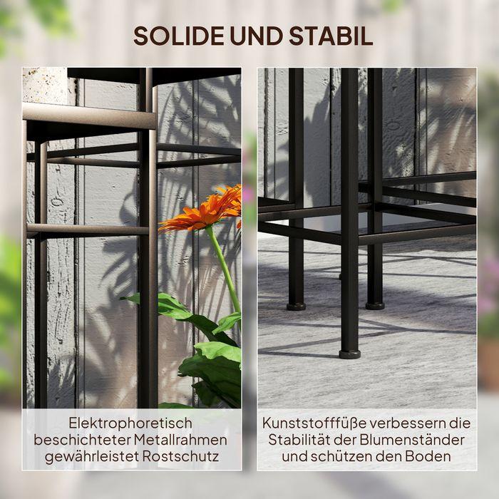 Actual product image Swisshandel24 3er-Set Pflanzenständer, 71 cm hoch, Pflanzenregal aus Metall, Blau+Weiss