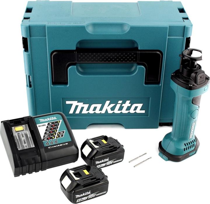 Produktbild Makita DCO 180 RTJ Akku Rotationsschneider 18V + 2x Akku 5,0Ah + Ladegerät + Makpac