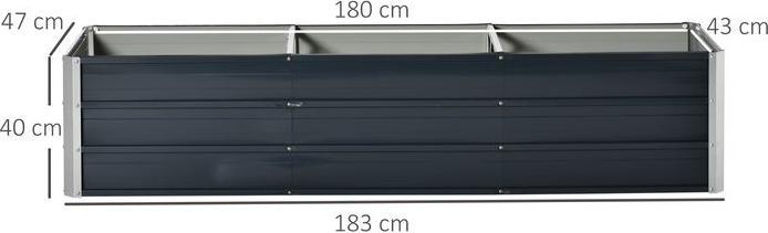 Actual product image Swisshandel24 Steel raised bed XXL garden bed planter box with gloves, dark grey, 183x47x40cm