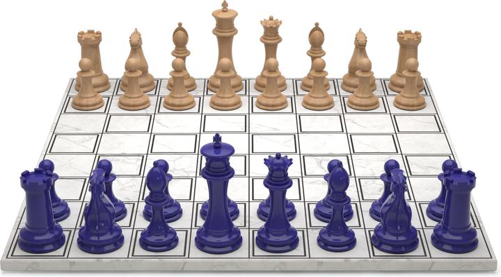 Immagine prodotto Skyline Chess Gioco degli scacchi - Serie in legno - Blu Vs Legno chiaro (with Marble Grid Board)