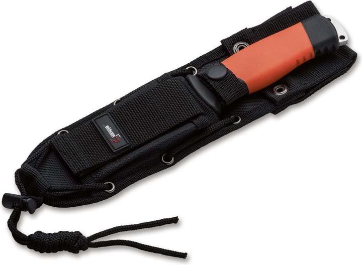 Actual product image Böker Plus 02BO014 Outdoorsman XL Fixed blade knife made of 12C27 steel and rubber in the colour orange. (11.30 cm)