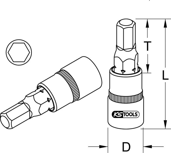 Produktbild KS Tools 3/8" Bit-Stecknuss Innensechskant (5/32")