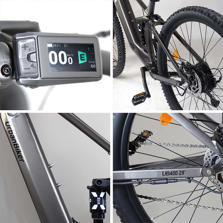 Immagine prodotto Urbanbiker UB400 | Mountain E-Bike con sospensioni complete, comoda e potente | Fino a 140 km di autonomia