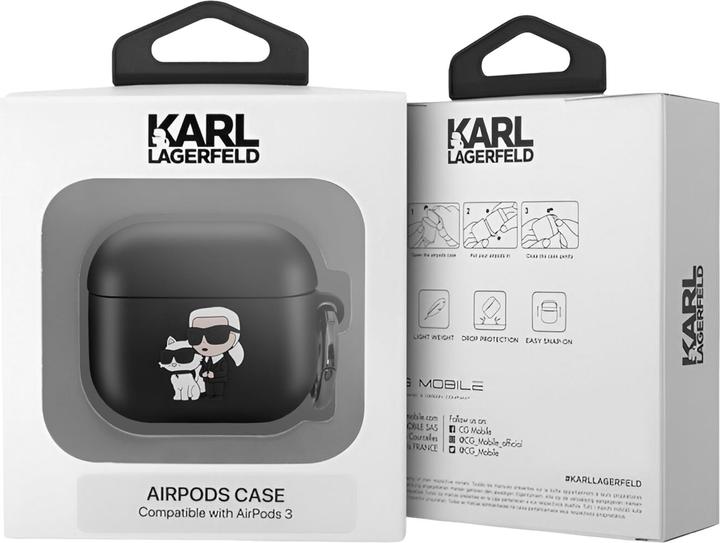 Produktbild Karl Lagerfeld 3D Logo NFT Karl and Choupette Silicone Case for AirPods 3 Black (Kopfhörer Hülle)