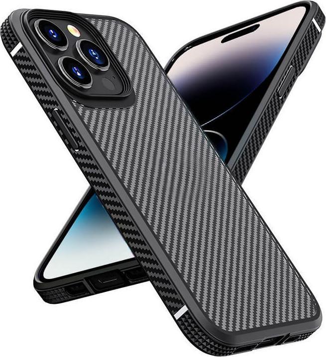 Actual product image iPaky iPhone 14 Pro Max - Silicone Carbon Case black (Apple iPhone 14 Pro Max)