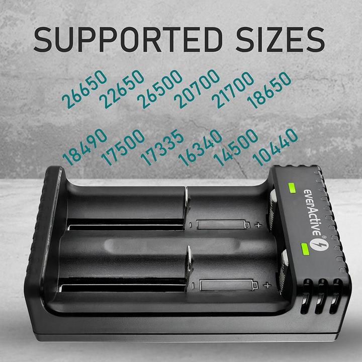 Actual product image Everactive Batterieladegerät für Li-Ionen-Akkus LC-200 (1 pcs., AAA, AA, C, AAAA, 2200 mAh, Chargers without battery)