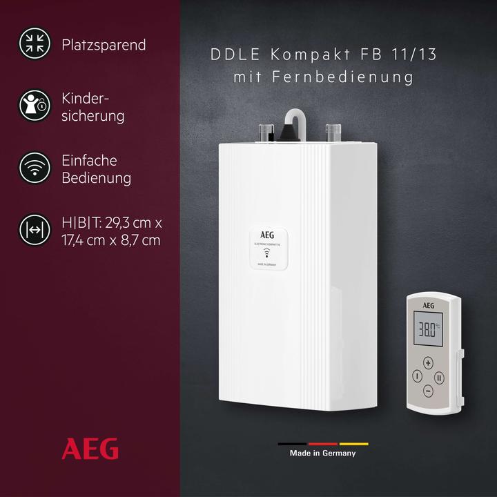 Actual product image AEG Haustechnik DDLE Kompakt FB 11/13 kW Compact instantaneous water heater for the kitchen, remote control, 400 V