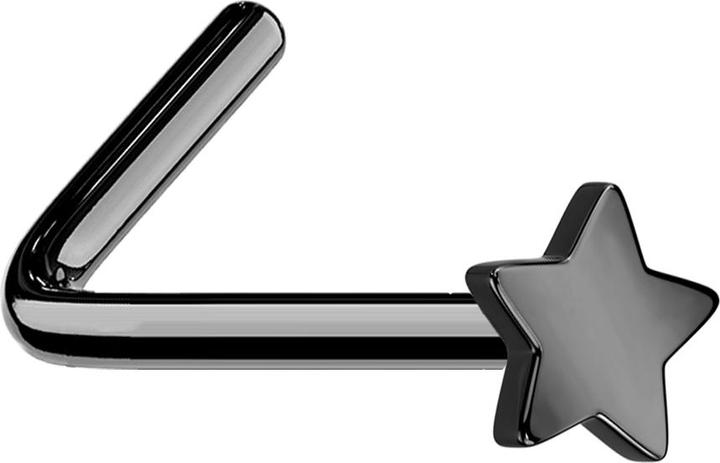 Star Piercing Nasenstecker gewinkelt schwarz mit Stern (Titan G23, ohne Messing)