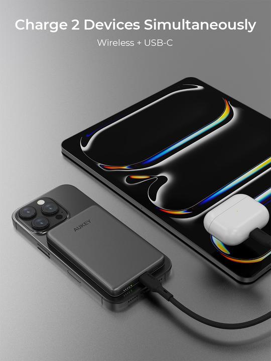 Actual product image Aukey MAG FUSION SLIM - Powerbank (5000 mAh, 18 W, 18 Wh)
