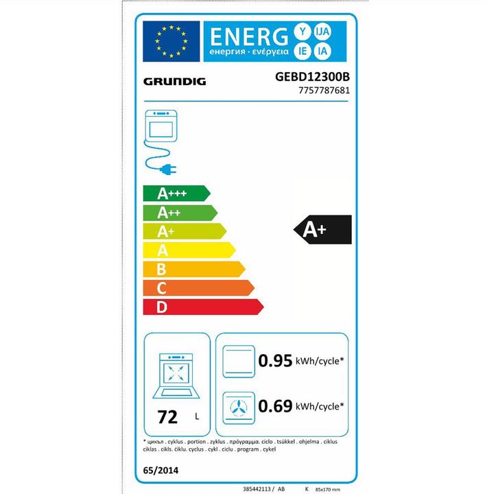 Energy Label Grundig Oven GEBD12300B