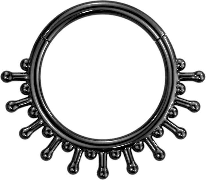 Star Piercing Micro Segmentring klappbar schwarz elf Kugel auf Stab (ohne Messing, Chirurgenstahl 316L)