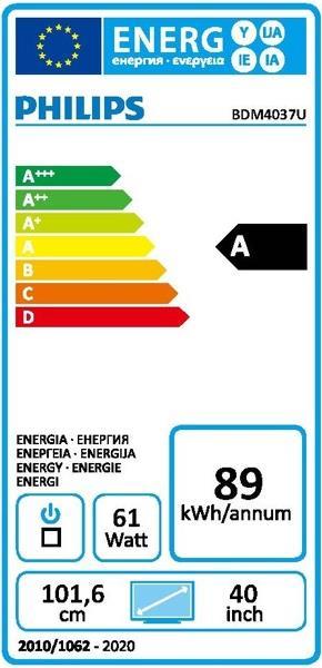 Energie-Label Philips Brilliance BDM4037UW/00 (3840 x 2160 Pixel, 40")
