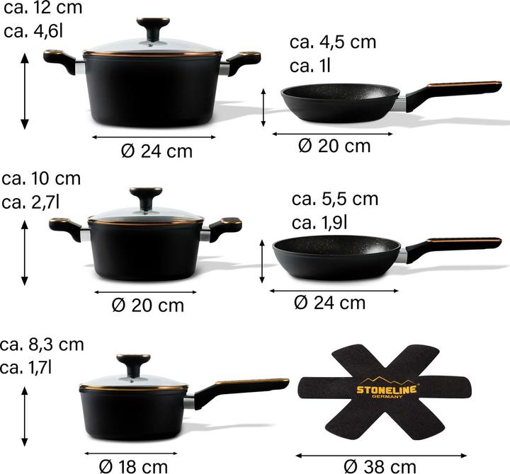 Actual product image Stoneline Cookware Set, Forged, With Pan Protections, 11pcs, Rose Gold (24 cm, Pot, Aluminium)