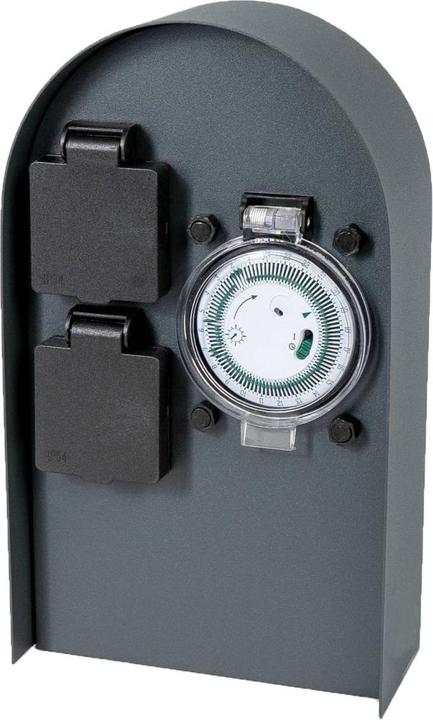 Image du produit Grafner Colonne de prises en acier inoxydable avec minuterie 2 prises extérieures Anthracite Prise de jardin