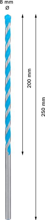 Immagine prodotto Bosch Professional Zubehör Trapano multi-costruzione EXPERT CYL-9, 8 x 200 x 250 mm (8 millimetri)