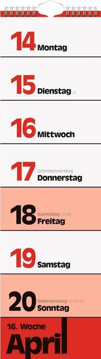 Energy Label Strip calendar model 702 13x45cm 1 week/page 2025 (German)