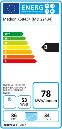 Energie-Label Medion Akoya X58434 (3440 x 1440 Pixel, 34")