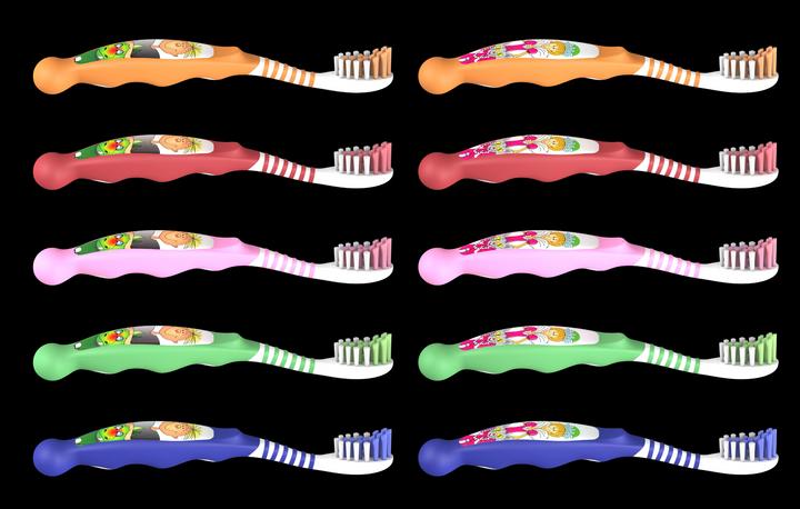 Actual product image Thienel Dental Children's toothbrush 3-7 years Knight & Tooth Fairy assorted (100 pieces) (Soft, 100 x)