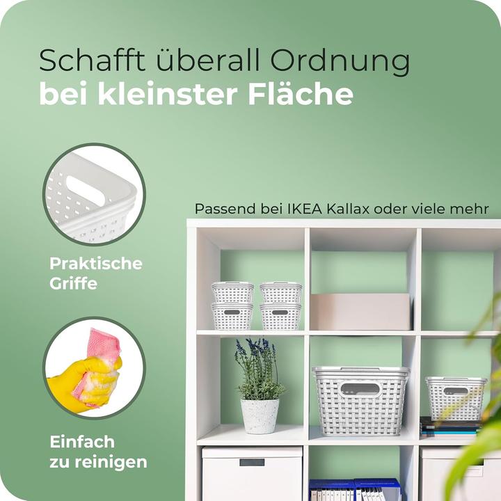 Produktbild Novaliv Aufbewahrungsbox mit Deckel Mini 1L Korb Weiss in Rattan Design Lebensmittelecht Aufbewahrung (1 l)