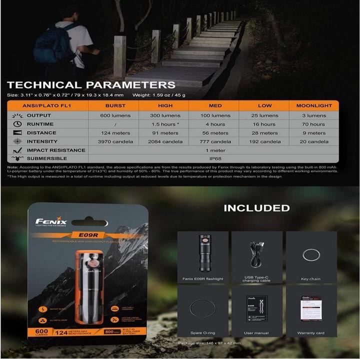 Image du produit Fenix E09R (7.90 cm, 600 lm)