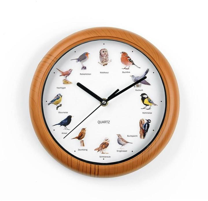Produktbild Easymaxx Wanduhr mit 12 Singvogelstimmen, Ø 25 cm Braun (25 cm)