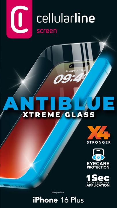 Actual product image Cellularline Antiblue Xtreme Glass (1 Piece, Apple iPhone 16 Plus)