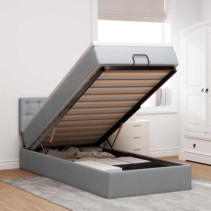 Immagine prodotto VidaXL Ottomana con materasso in tessuto grigio chiaro 100x200 cm (100 x 200 cm)