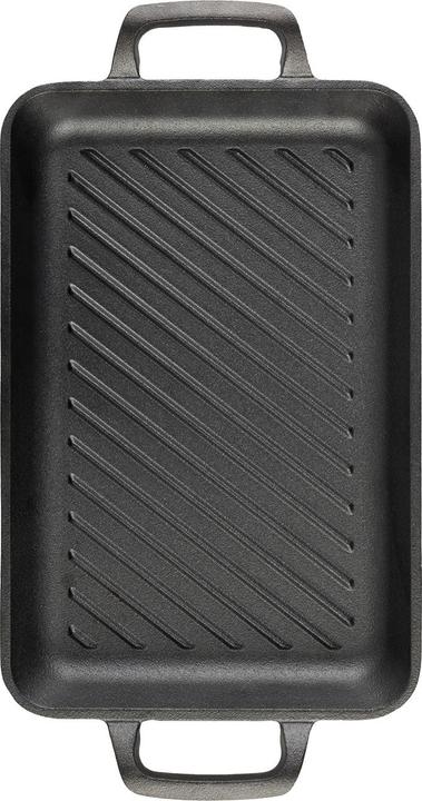 BerlingerHaus Grillplatte aus Gusseisen mit Griffen, rechteckig, 33 x 22 cm