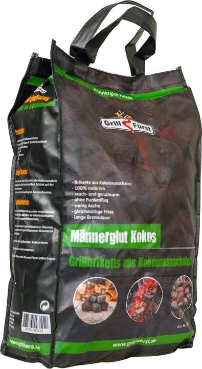 Actual product image Grillfürst Männerglut coconut - 10 kg barbecue briquettes made from coconut shells (10 kg)