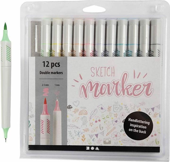 Produktbild Creativ Company Fasermaler Sketch Marker (Mehrfarbig, 12 x)
