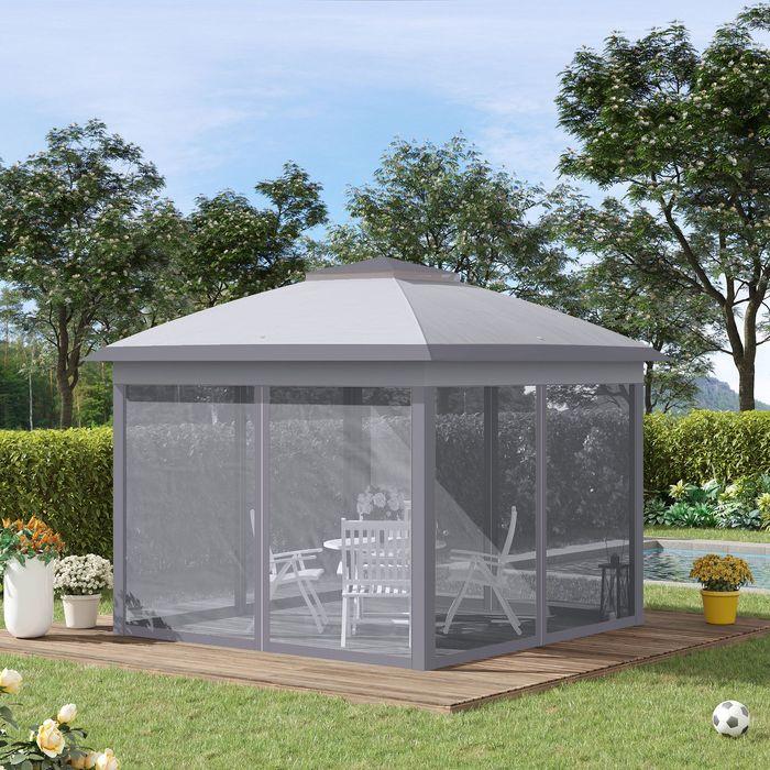 Image du produit Swisshandel24 Faltpavillon 3x3 m, 4 abnehmbare Mückennetze, Oxford-Gewebe Metall Grau (330 cm, 330 cm)