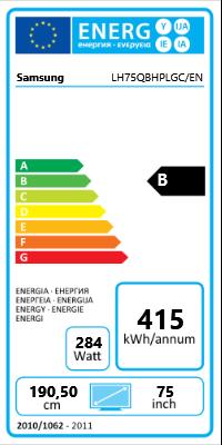 Energie-Label Samsung QB75H Public Display (3840 x 2160 Pixel, 75")