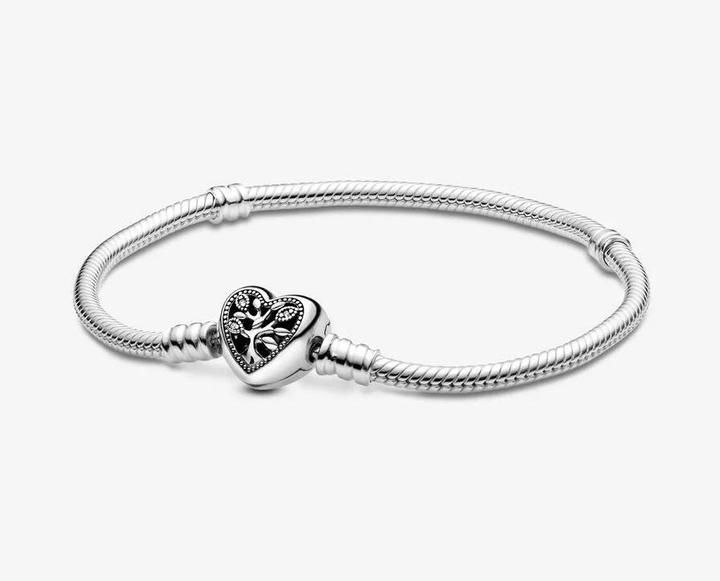 Produktbild Pandora Snake Chain Heart Clasp Armband (1.90 cm, Silber 925, Emaille)