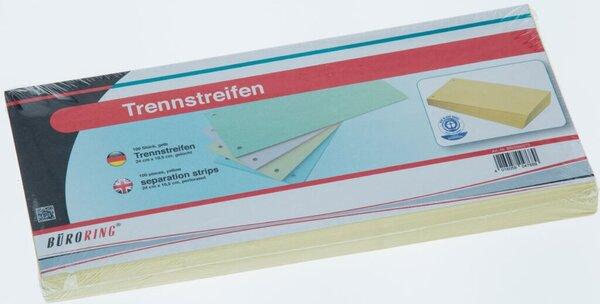 Actual product image Büroring Trennstreifen gelb, 10,5 x 24 cm, 190g/qm Karton, gelocht, 100 Stück