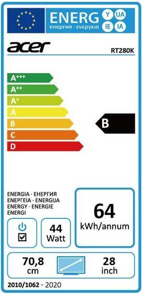Energie-Label Acer Rt280k (3840 x 2160 Pixel, 27.99")