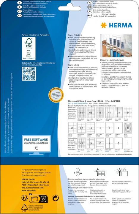 Actual product image HERMA Power labels A4
