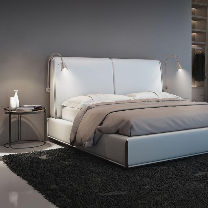 Actual product image Briloner 2er Set LED Bettleuchte Schlafzimmer Wohnzimmer Matt-Nickel