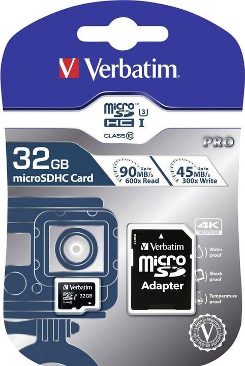 Immagine prodotto Verbatim Pro (32 GB, microSDHC, U3, UHS-I)