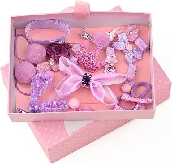Actual product image Activity Board 18 pieces hair clips set toddler girls, hair jewellery girls, hair clips with gift box (18 pcs.)