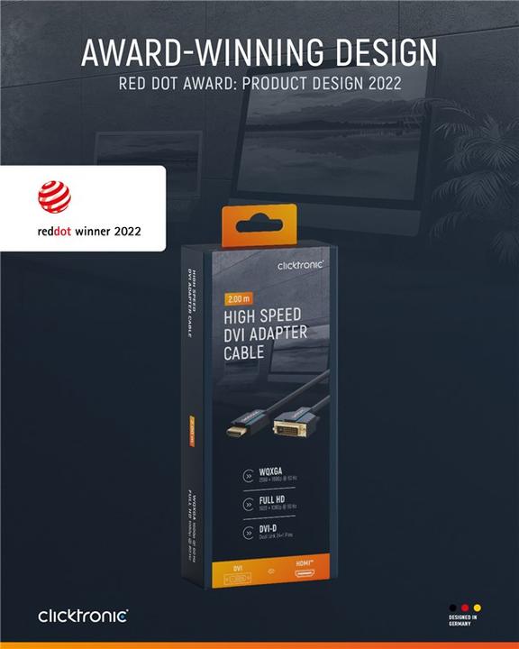 Image du produit clicktronic HDMI (Typ A) — DVI (2 m, HDMI, DVI)