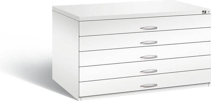 Actual product image C+P Drawing cabinet, A0, 5 drawers, height 420 mm, traffic white.