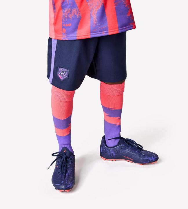 Actual product image Kipsta Kinder Fussball Shorts - Viralto Kids blau/lila Streifen (122)