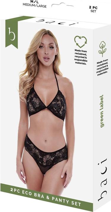 Image du produit Baci XGEN 2Pc Eco Bra & Panty Set - Flirty Black Lace Bra and Panty Set - Size S/M (UK Size 8-10) (S/M)