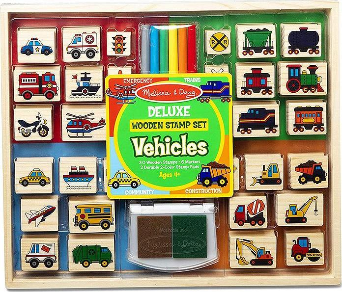 Melissa & Doug Holzstempel-Set Fahrzeuge